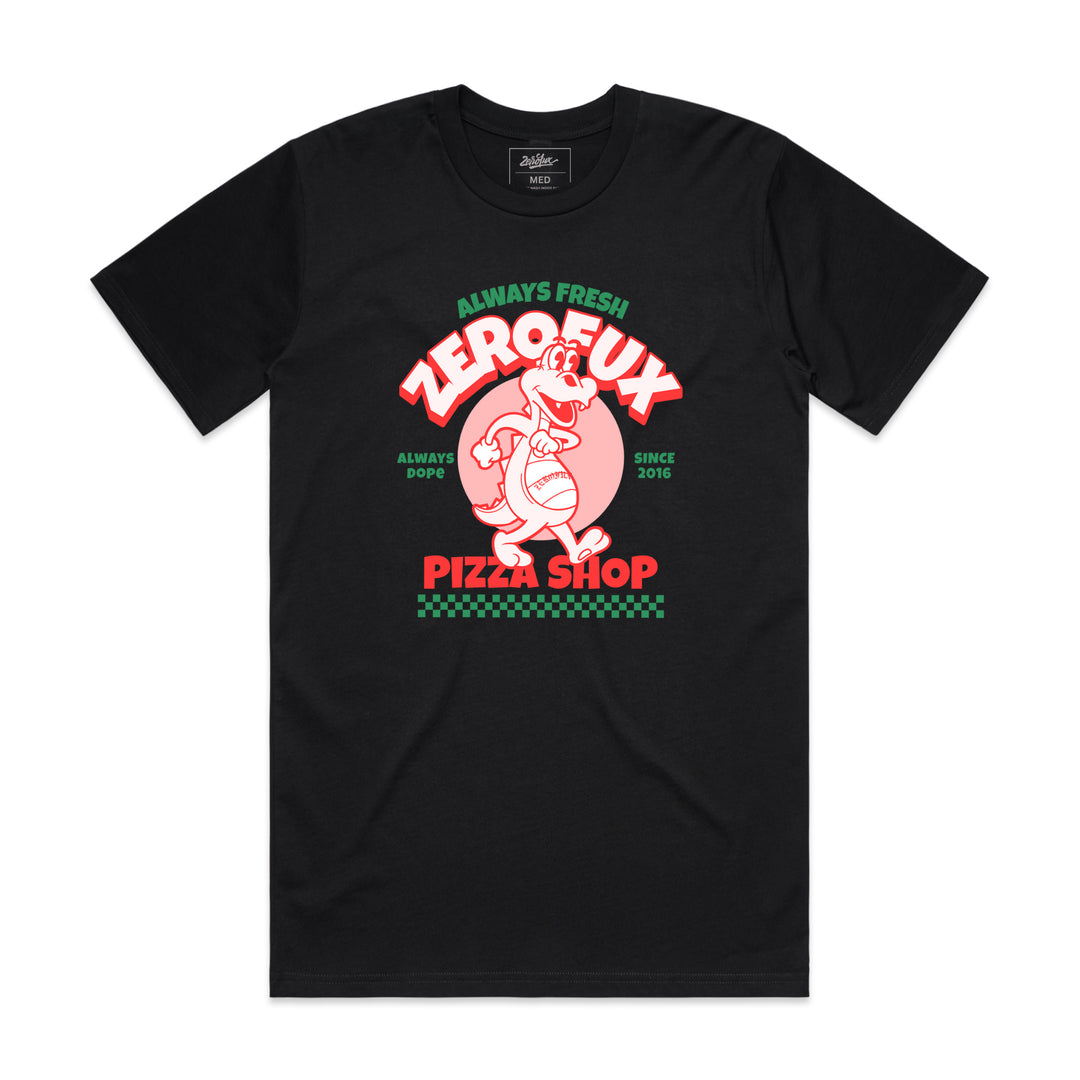 "Zerofux pizza shop" tee - Black