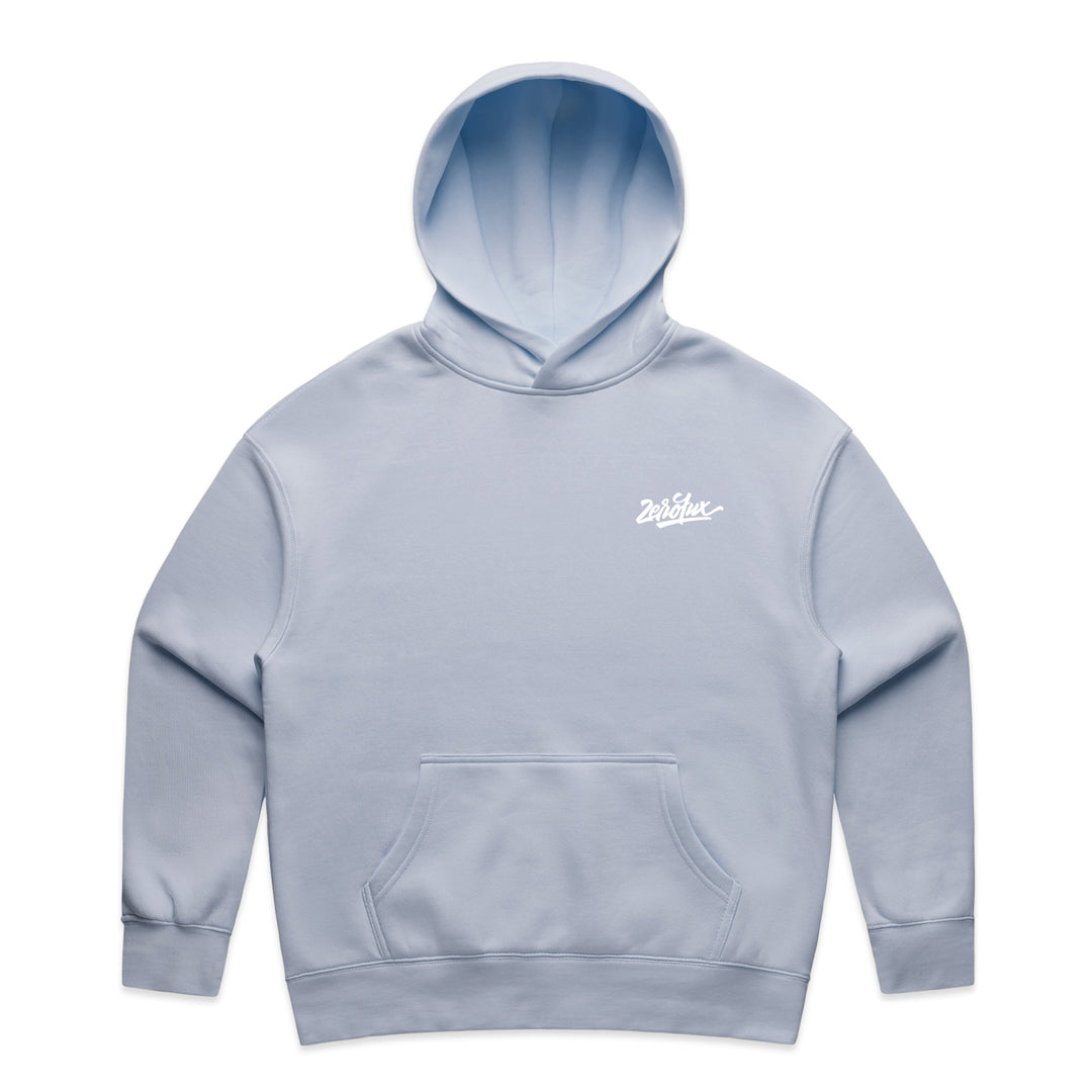 Womans "Script" hoodie-Powder blue