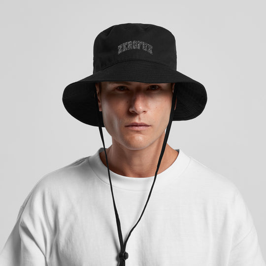 Quick dry "Paisley" Wide brim hat -Black